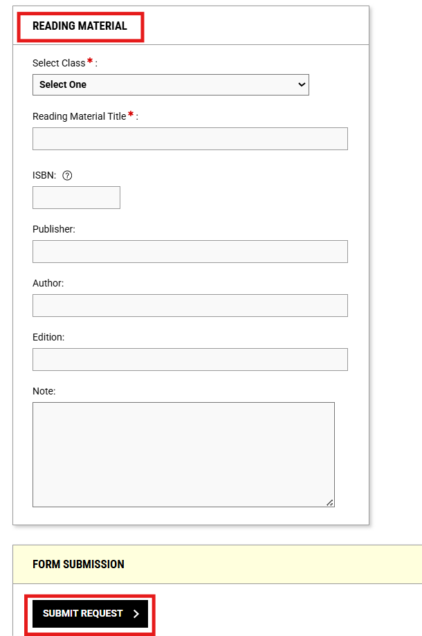 Image of reading material section in the alternative formats module within the AIM Student Portal.