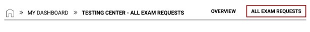 Image showing button to click to view All Exam Requests a student has made within the AIM Student Portal.